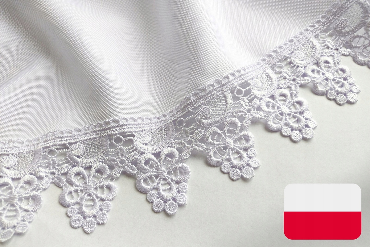 Obrus Plamoodporny Elegancki Gipiura Koronka Biały 100x140 Kształt prostokątny