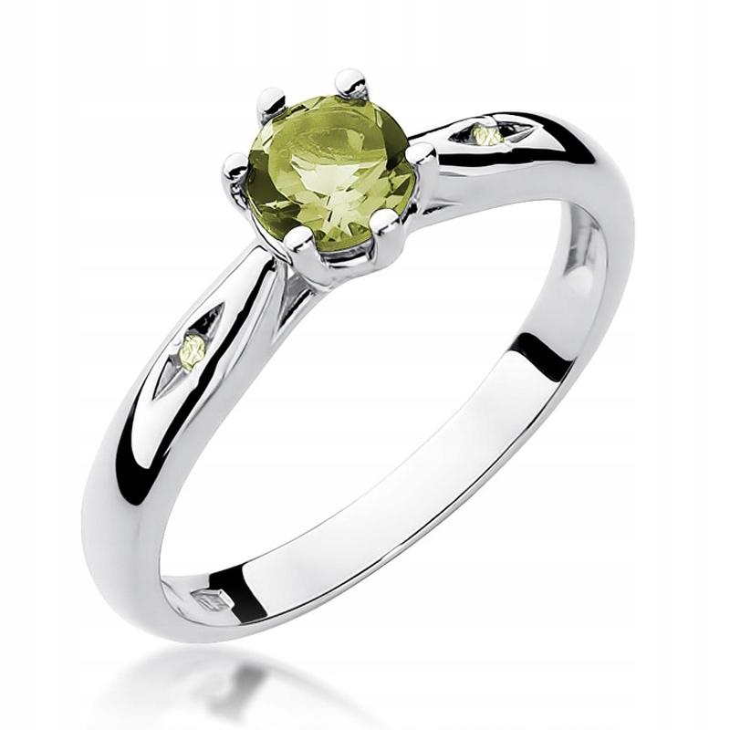 

Pierścionek Złoty Z Oliwinem I Brylantami