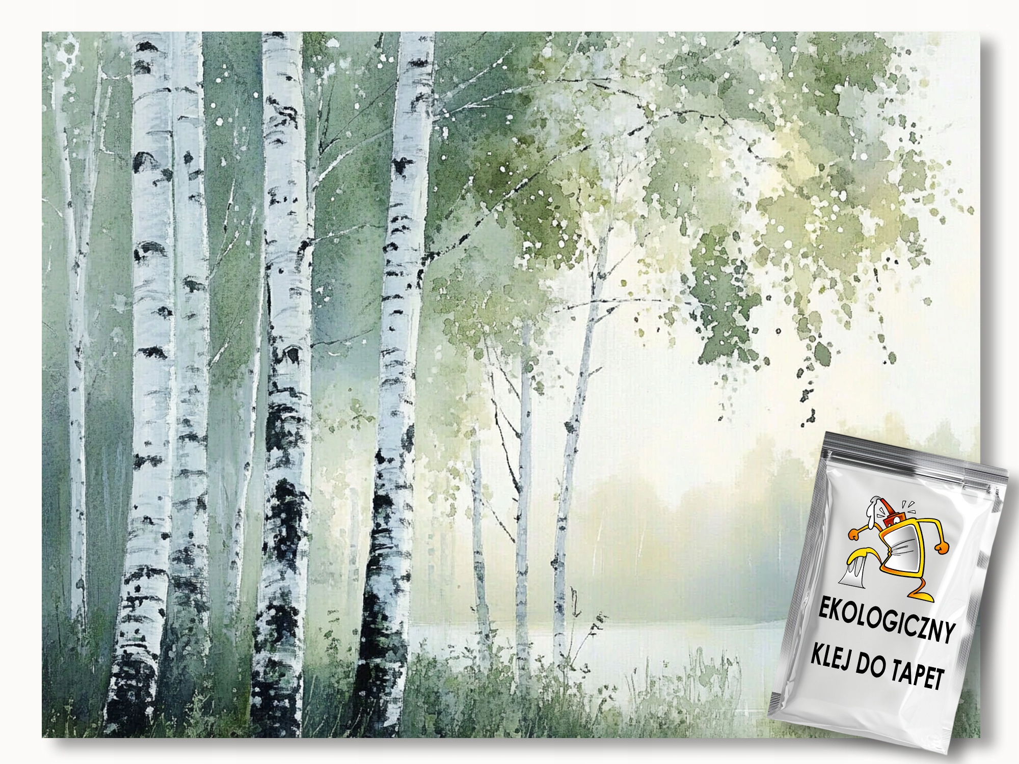 Fototapeta Flizelina Akvarel Krajina Stromy Břízy Jezero 300x210 110g