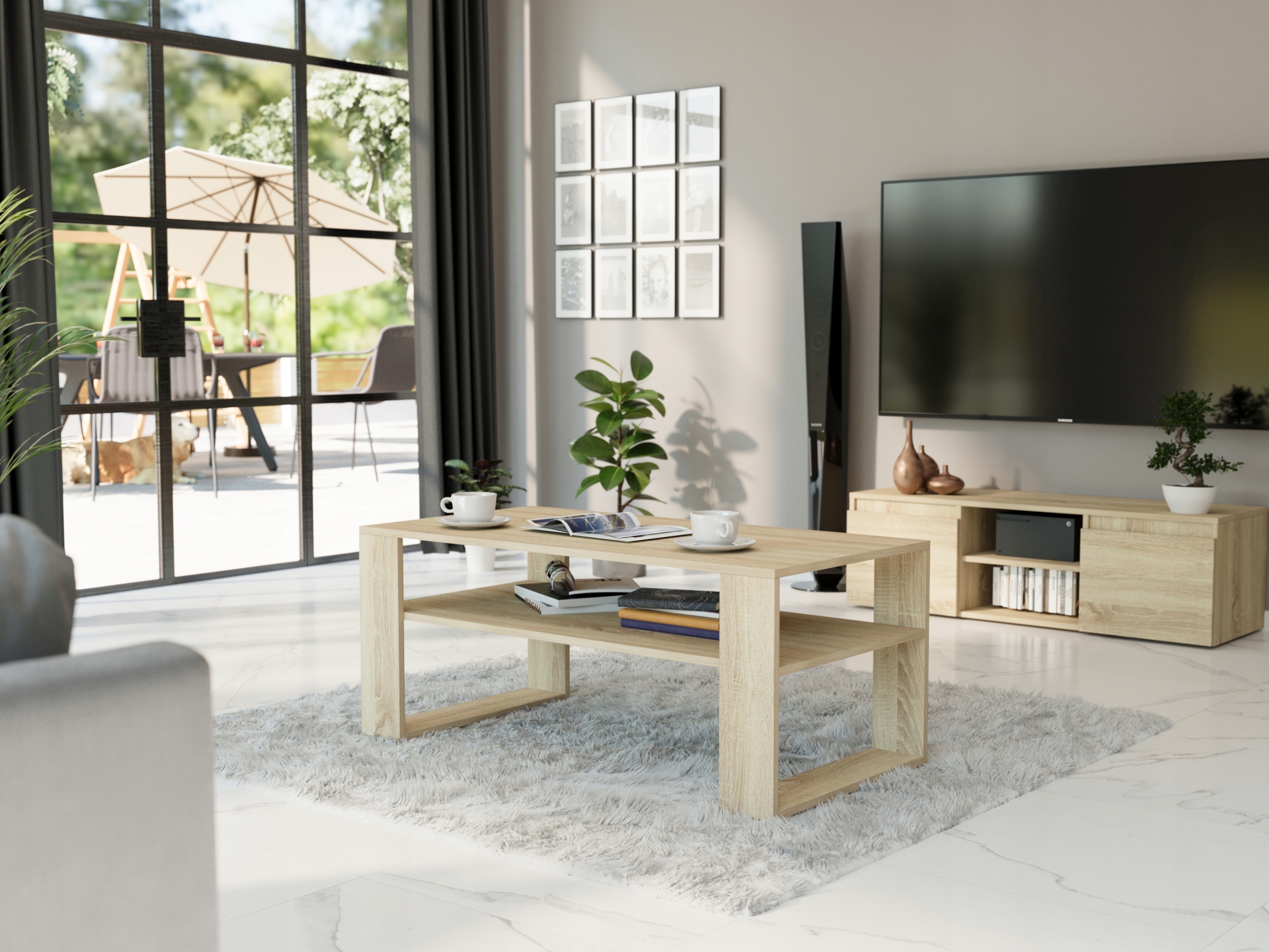 Meble Stolik kawowy ława półka 90x58x55cm produkt polski A-5 SONOMA