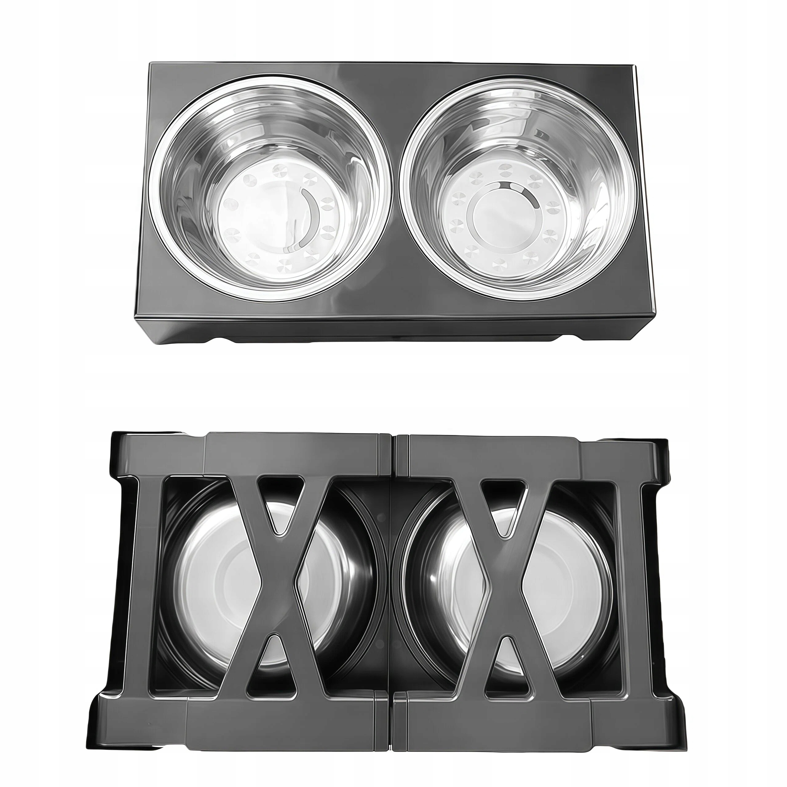 Levně Miska Pro Psa 2V1, Stojan Nastavitelný, 5 Úrovní S Miskou Zpomalující, Šedá