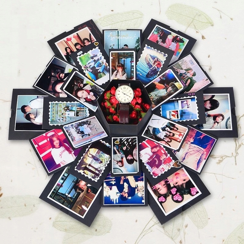 VALENTIN NAPI AJÁNDÉK MEGLEPETÉS BOX DIY NEKI Szín fekete