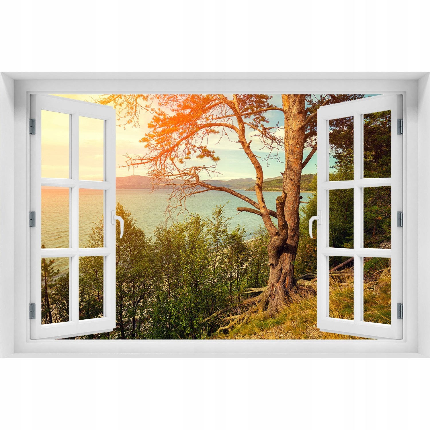 

3D Okno Naklejka na ścianę Skandynawia jezioro
