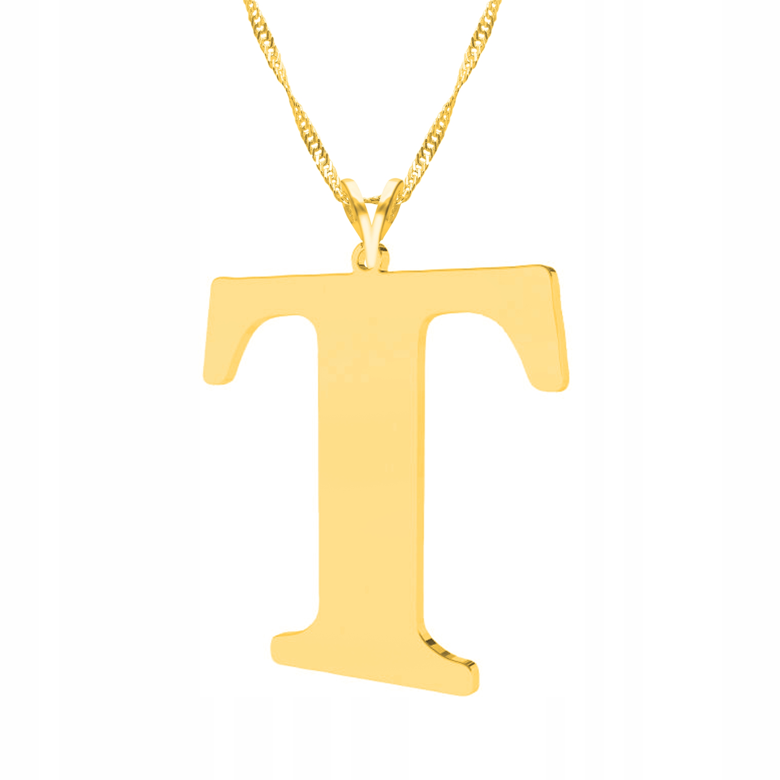 Řetízek zlatý náhrdelník 925 s velkým písmenem T