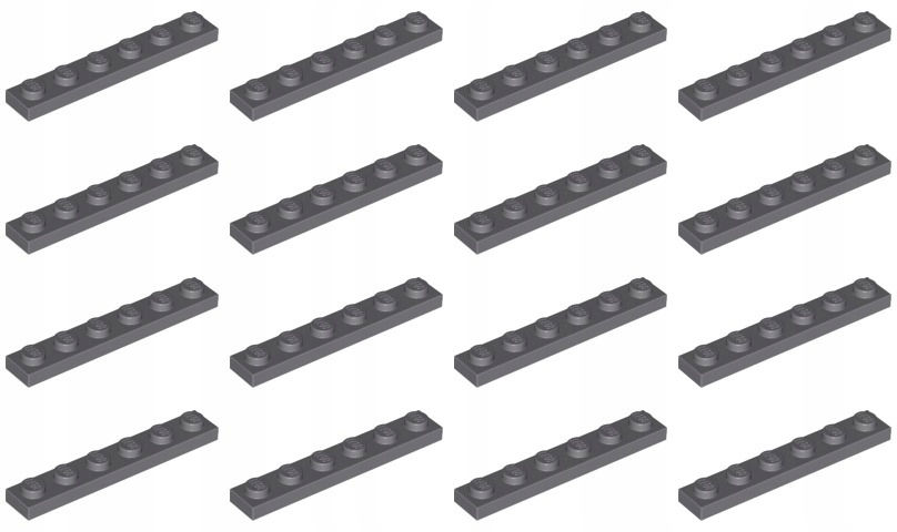 

Lego 3666 Płytka 1x6 szara ciemn Nowa (18g) 16 szt