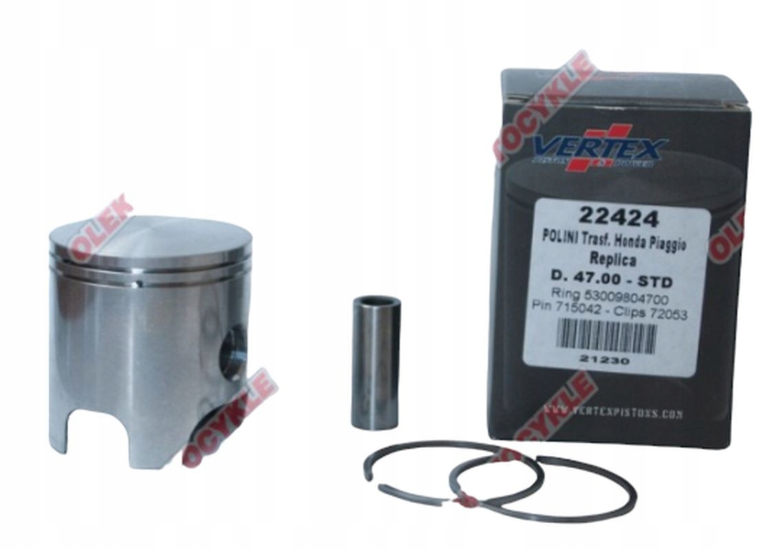 Vertex Piest Polini, Honda, Piaggio 47,95 MM Čap 12 MM (krúžky 530098)
