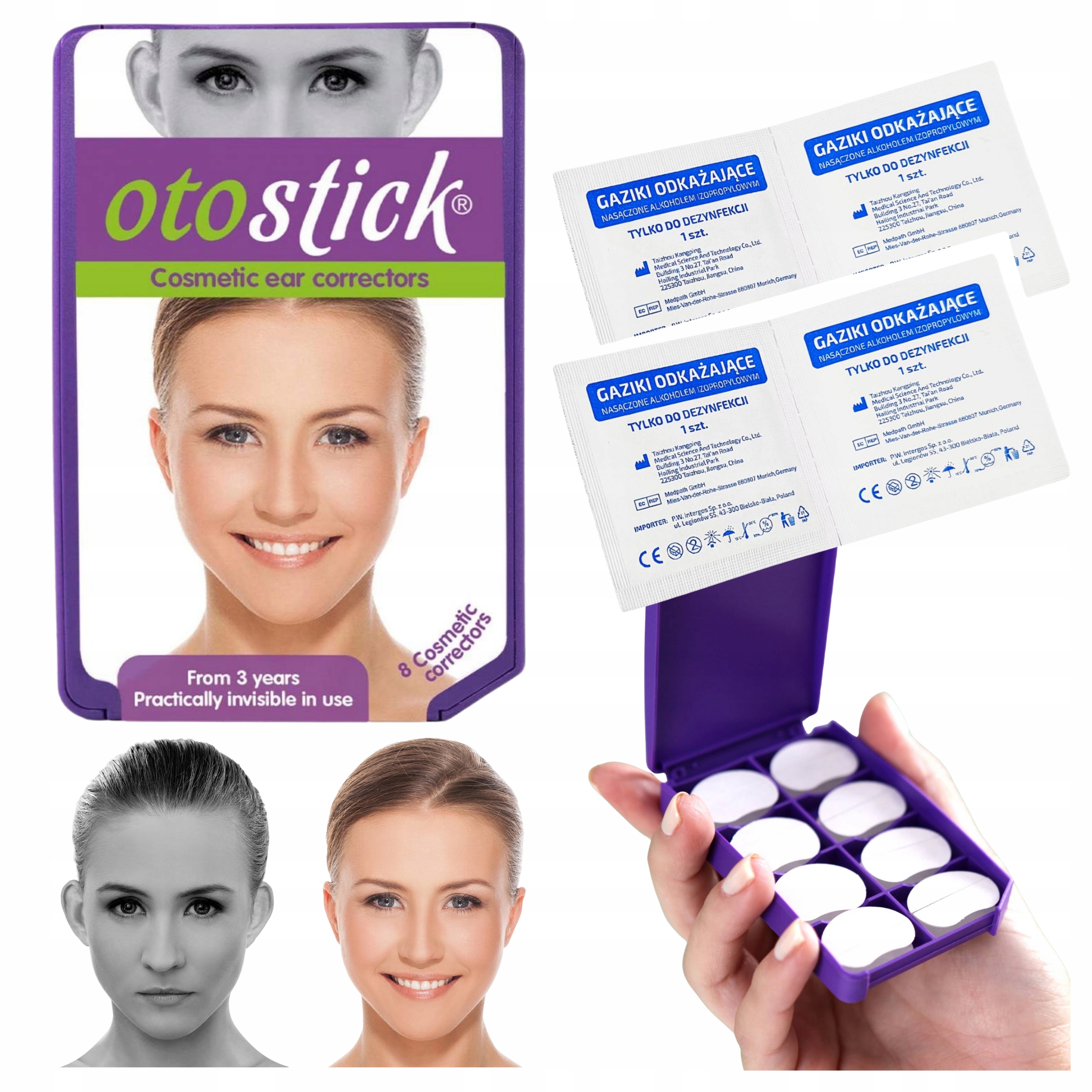 Otostick Korektory Estetyczne na Odstające Uszy Otostick 8szt 4szt Waciki