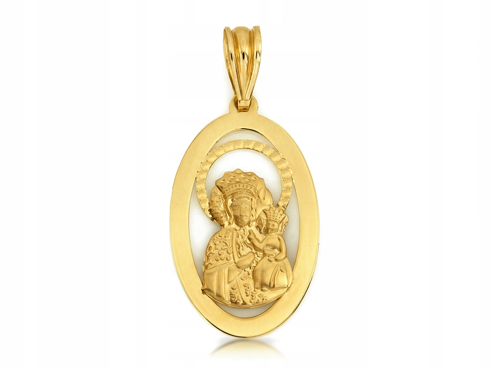 Přívěsek zlatý 585 velký oválný medailon Panna Maria Čenstochovská 0.89 g