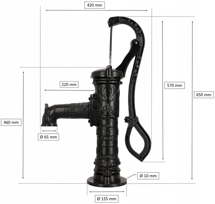 POMPA ABISYNKA OZDOBNA OGRODOWA DELUX CZARNA +PODSTAWA +WĄŻ -WYSOKA JAKOŚĆ! Producent Malec-Pompy