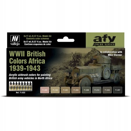 Vallejo: 71.622 Model Air Afv Britské barvy pro obrněná vozidla Druhá světová válka, Afrika 1939-1943 (8