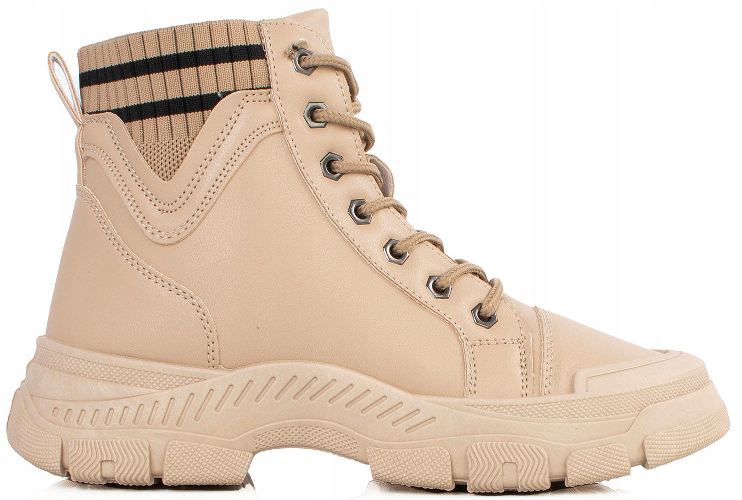 

6986 Beżowe Ocieplane Zamszowe Botki Trapery 39