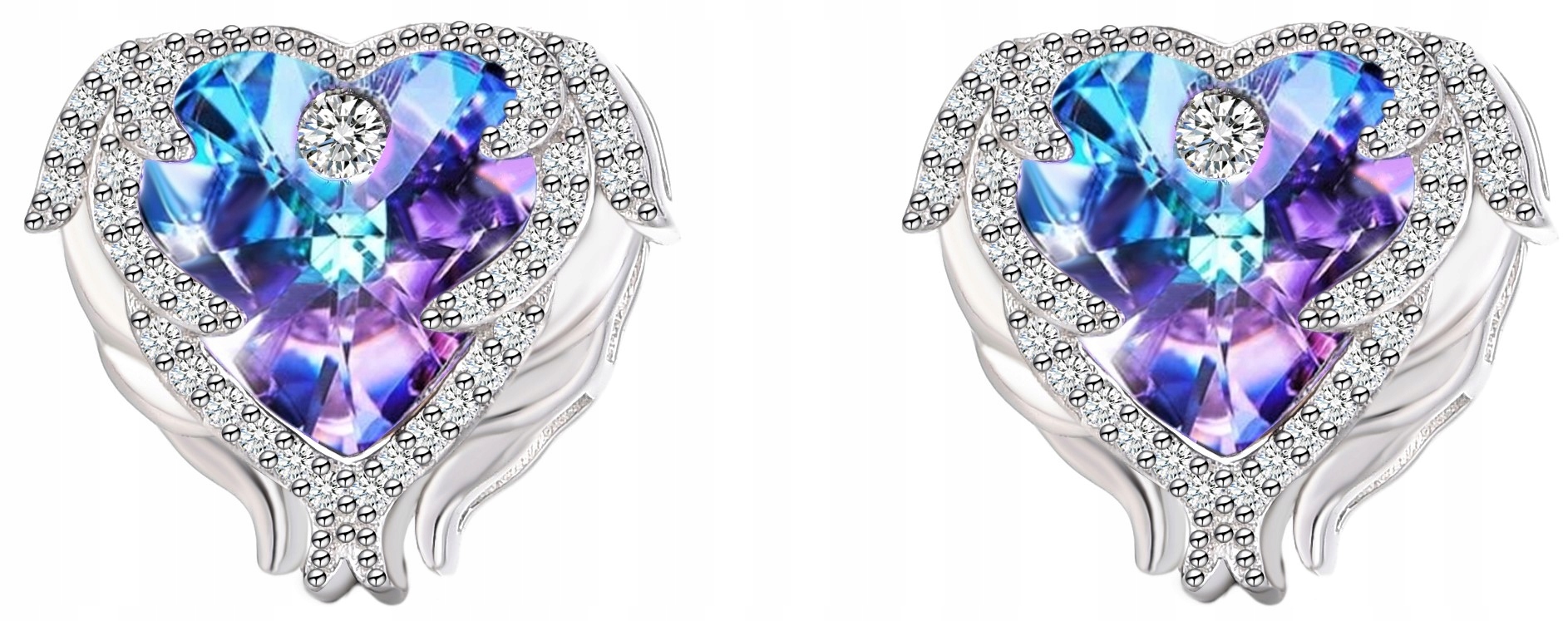

Kolczyki Srebrne Srebro 925 Swarovski Serce Anioła
