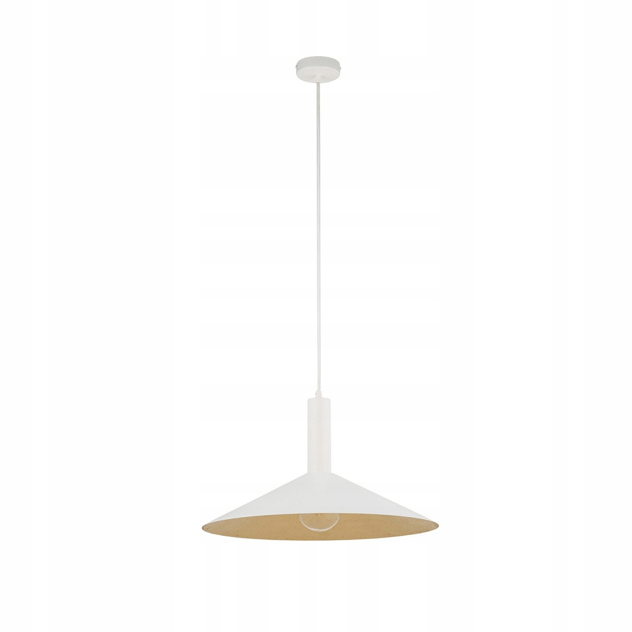 Bílá kuželová závěsná lampa se zlatým středem Capri S Sigma Lighting