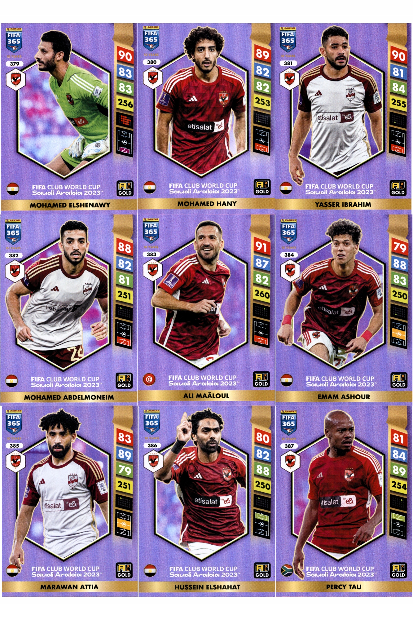 Panini Fifa 365 2025 Komplet 9 Kart Gold Club World Cup 2023 Al Ahly