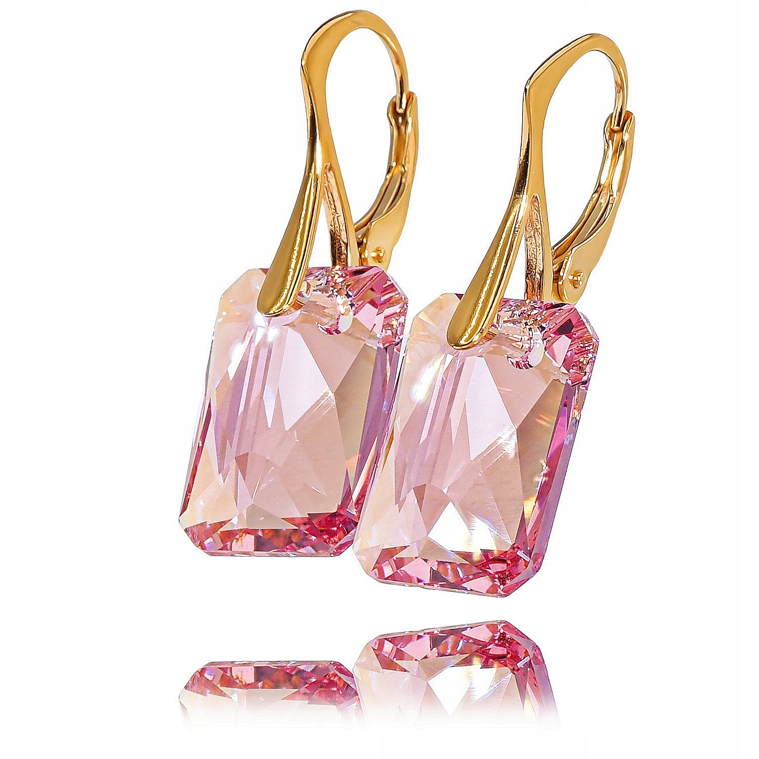 Náušnice Krystaly Crystal Classic Light Rose Shimmer Gold Zlaté Stříbro