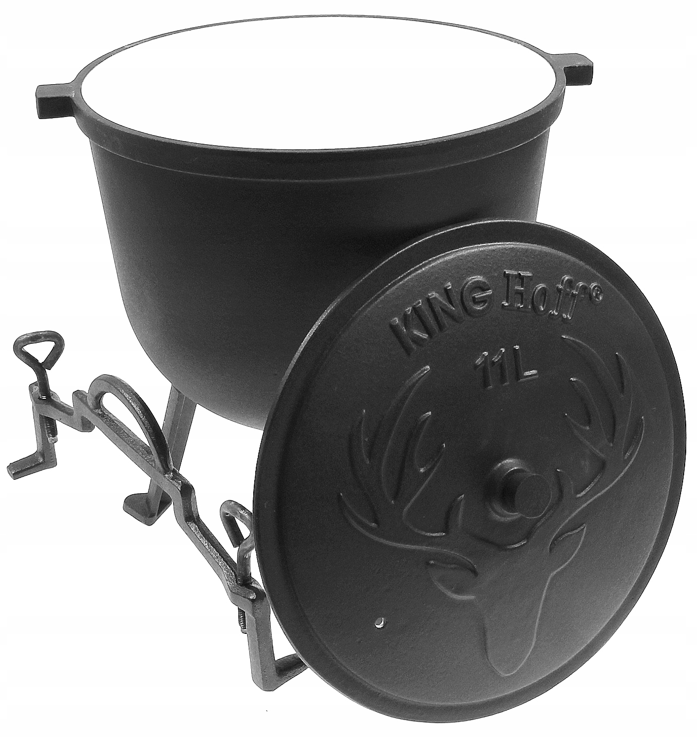 Kociołek Myśliwski Żeliwny 11 L. Emaliowany Garnek Na Ognisko Myśliwski