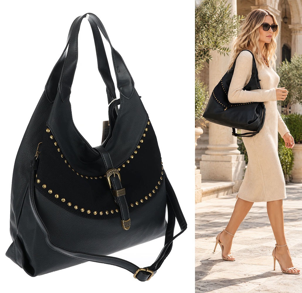 Dámská kabelka Dudlin shopper taška přes rameno poštovní D530 Černá