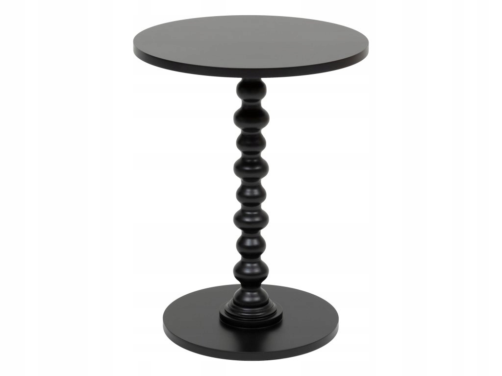Odkládací stolek Alix s ozdobnou nohou, Ø 38 cm, černý