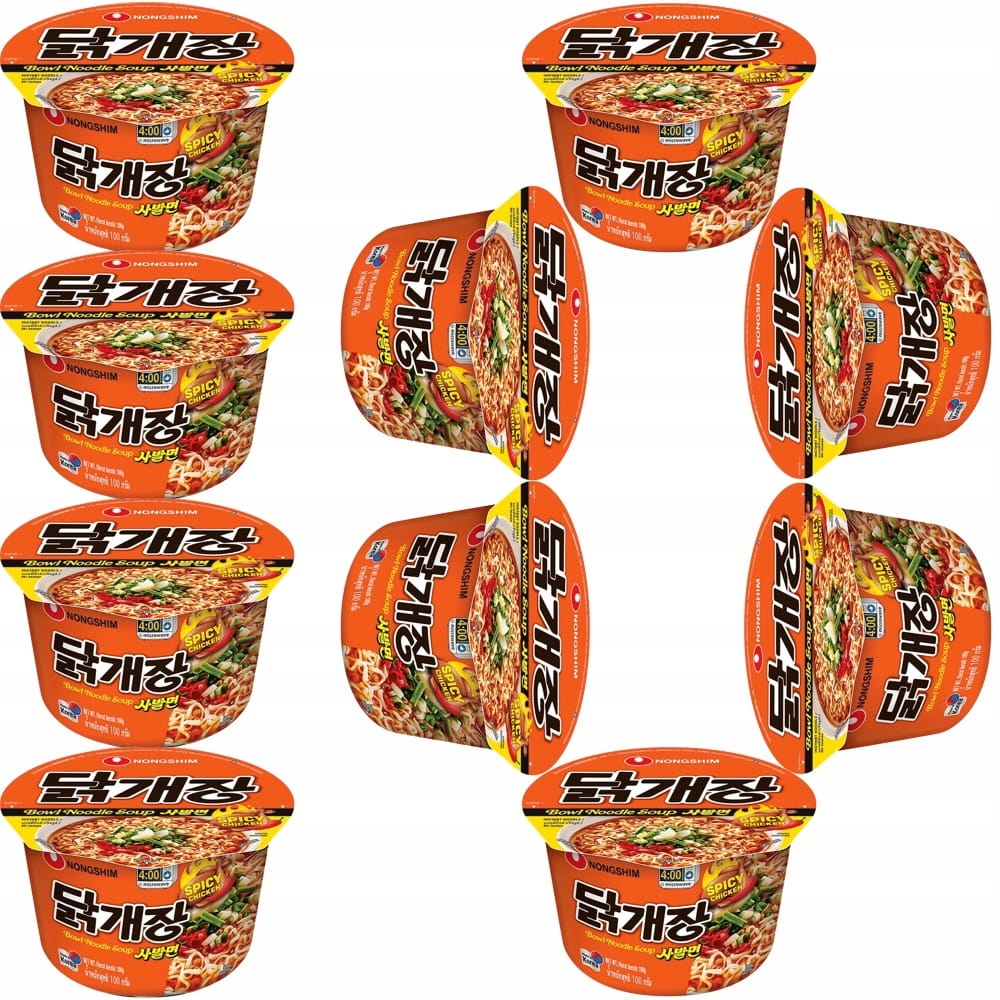 10x Koreańska Zupka Błyskawiczna Instant Ostry Kurczak Kubek 100g Nong Shim