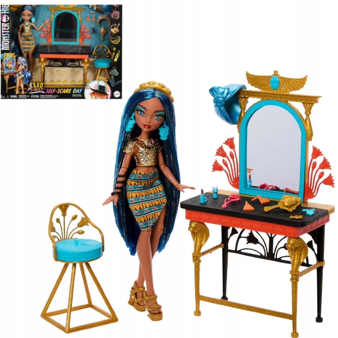 Monster High Zestaw Toaletka Cleo Denile Lalka Akcesoria HXH96
