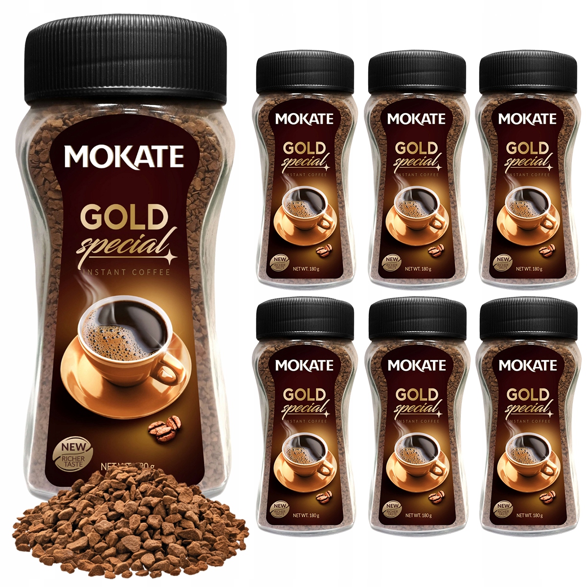 Kawa Rozpuszczalna Mokate Gold Special Instant Coffee 180g Słoik x 6 Sztuk