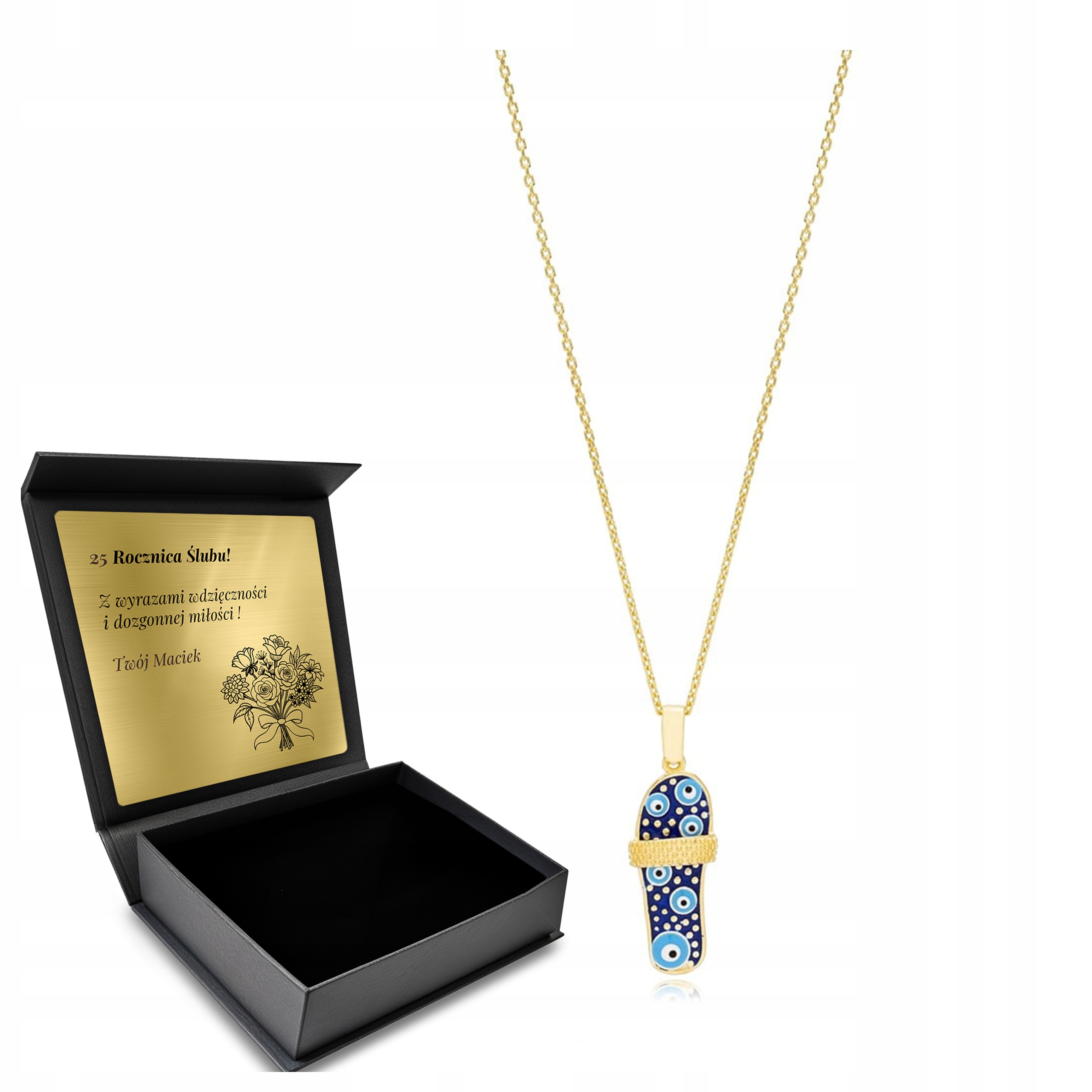 Zlatý Náhrdelník Klapek Oko Proroka Dárek Den žen Stříbrný 925 Gravírování