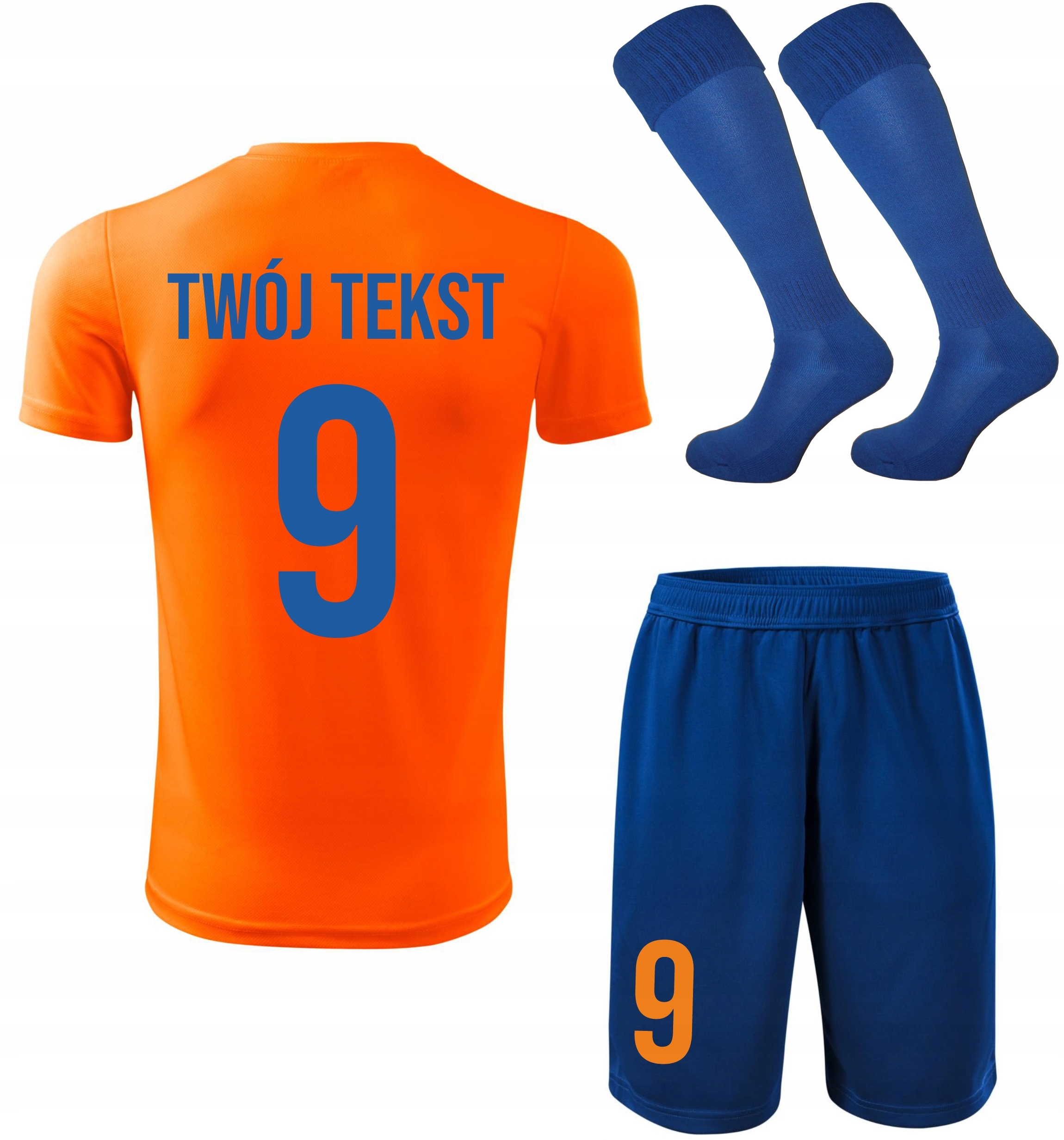 Strój piłkarski Własny Napis i Numer komplet sportowy Z Nadrukiem na Wf 146