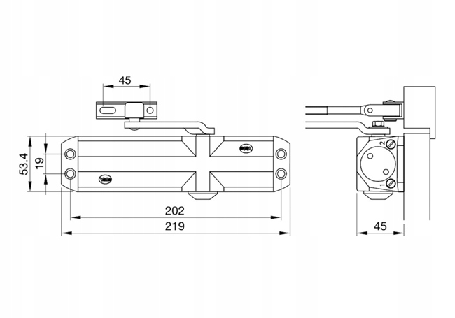 Samozamykacz drzwiowy Yale Y4000 EN 2/3/4 z ramieniem, srebrny Marka Yale