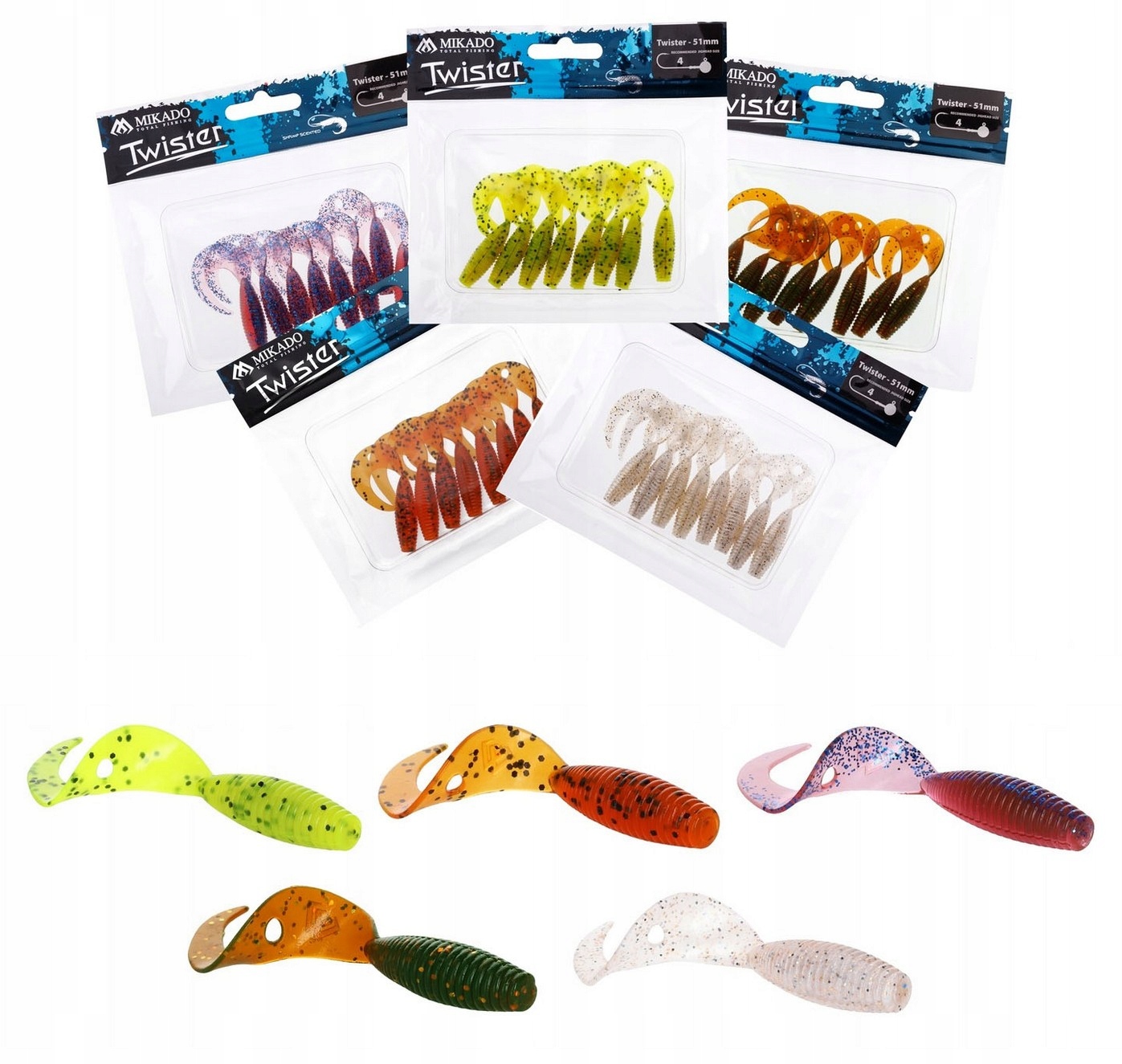 Zestaw Okoń Twister Mikado 5cm 40 szt. mix kolorów