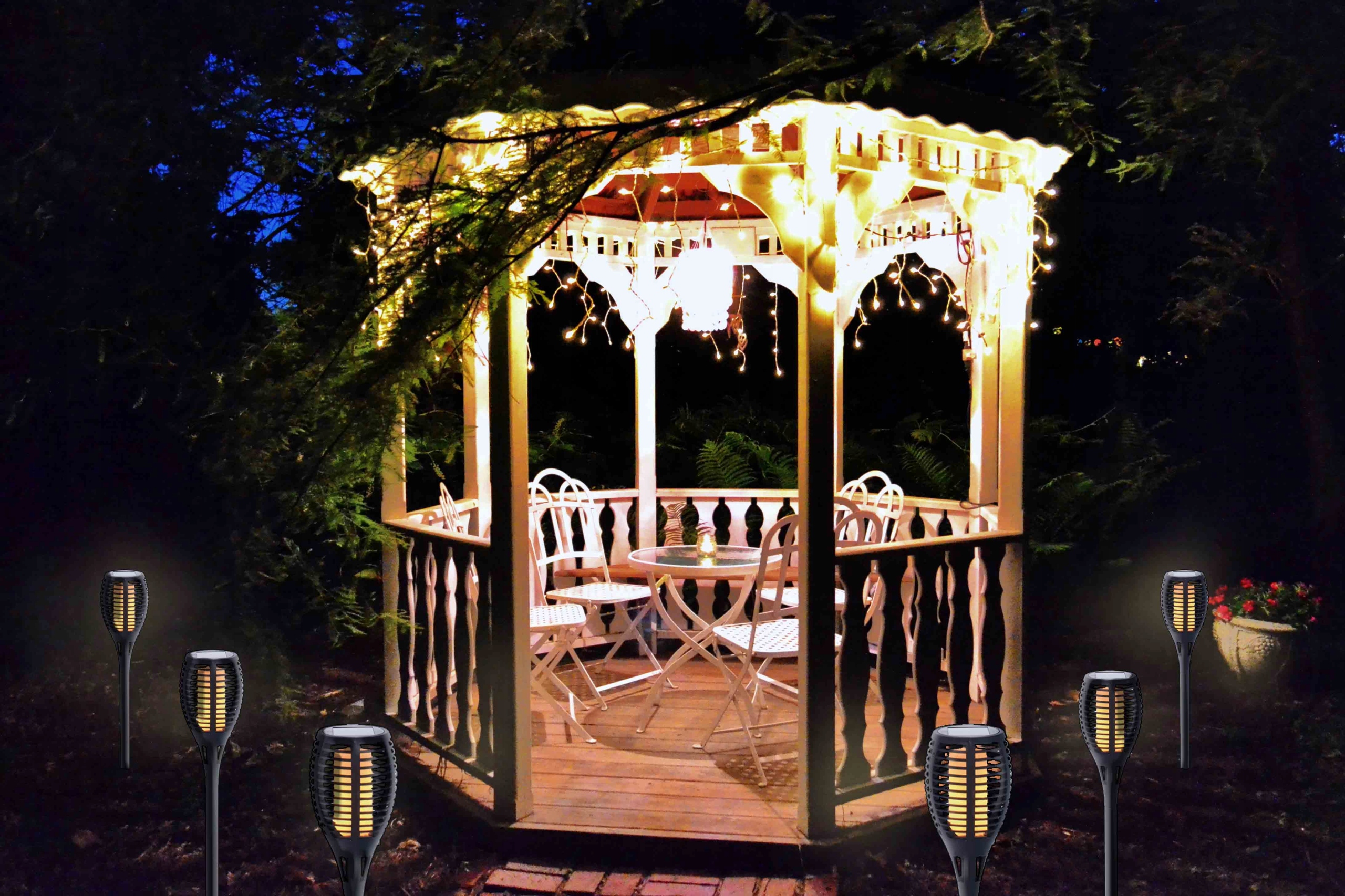 2X LAMPY SOLARNE LED POCHODNIA EFEKT OGIEŃ 58 CM Kolor dominujący czarny