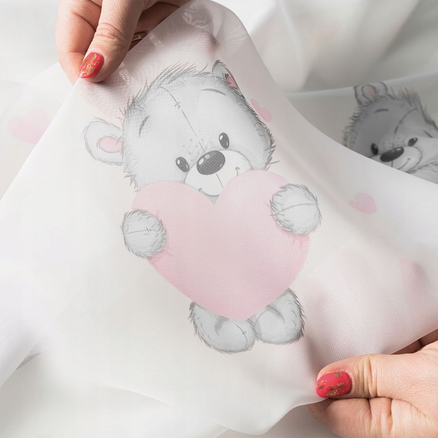 Firany Firana Dziecięca Woal Misie Wszyta Taśma Marszcząca sz. 430x110 Szerokość produktu 430 cm