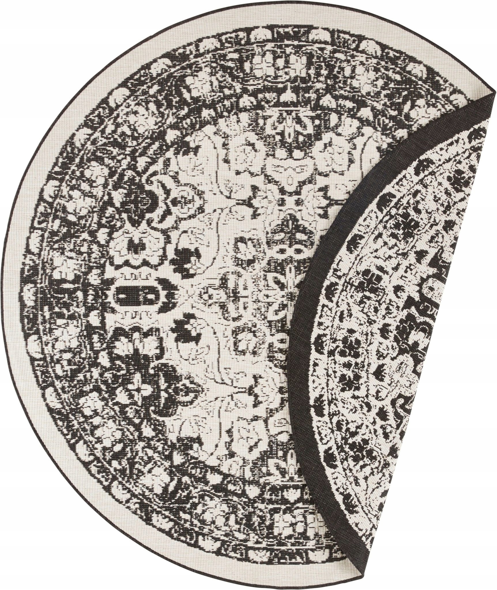 Čierny okrúhly koberec s plochým tkaním Jole 140 cm