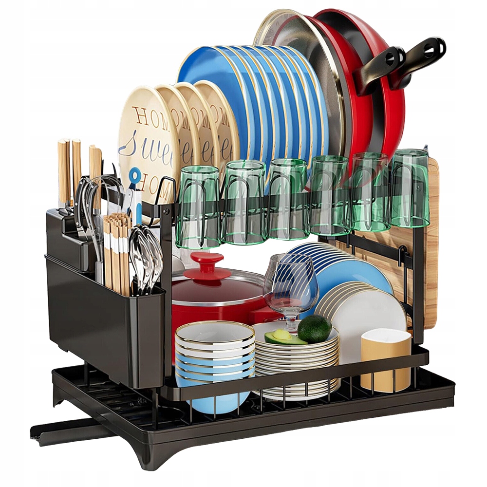 Levně Velký Dvouúrovňový Odvaděč Na Nádobí Stojan na nádobí 42 x 32 x 30 cm