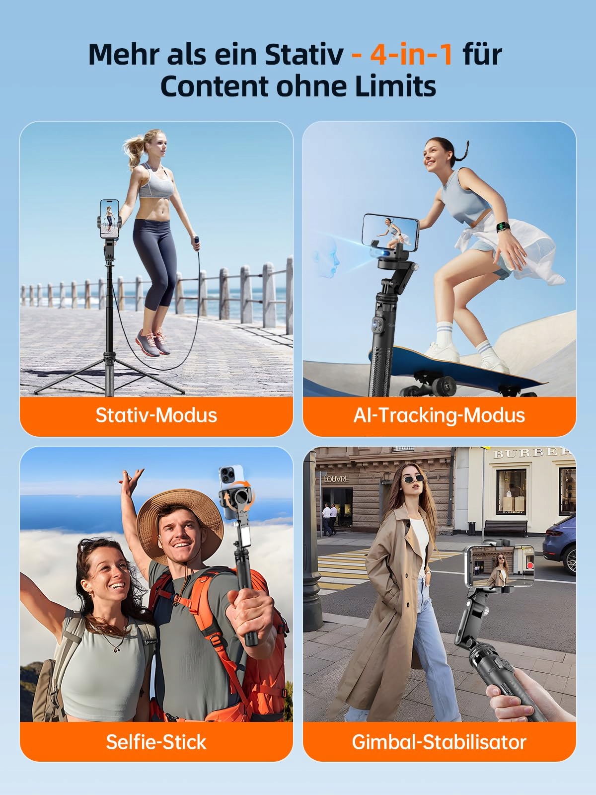 ROLLEI Easy Creator Gimbal AI Tracking Selfie Stick Statyw Telefonu — miniatura 4