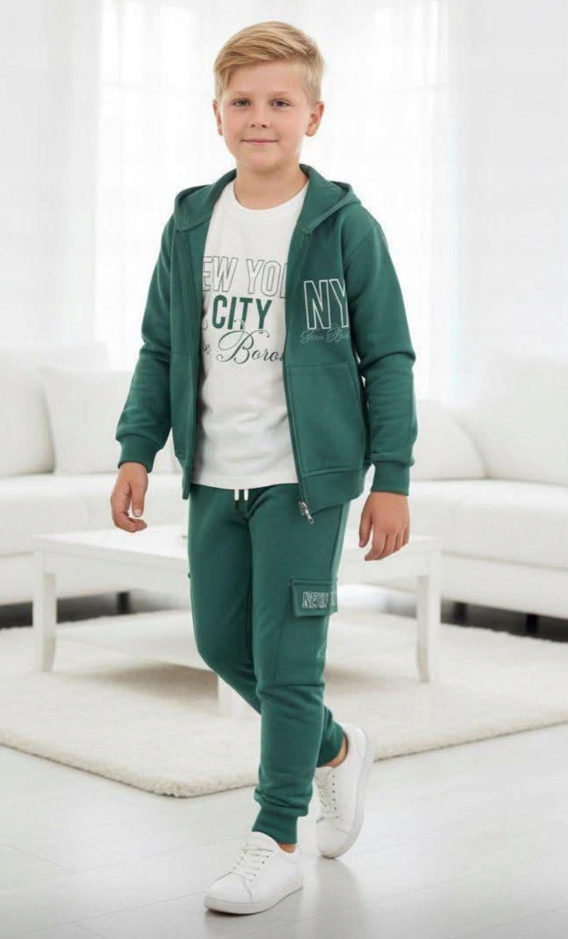 Dres chłopięcy komplet 3 cz. bluza t-shirt spodnie dresowe r 13-14 l. 164