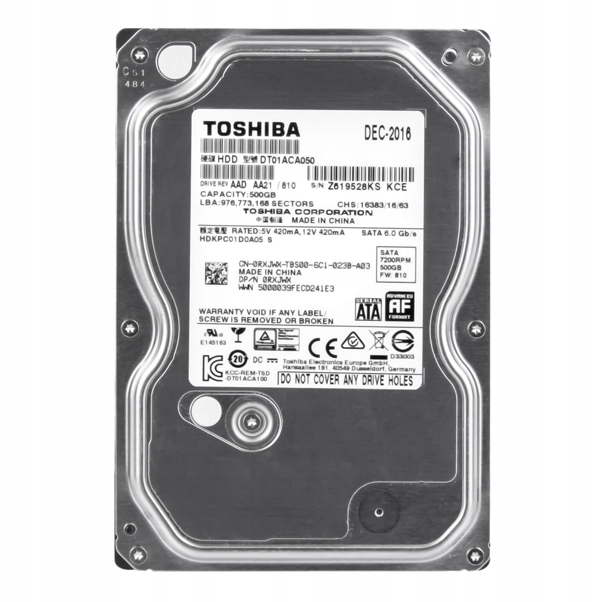 Dell 0RXJWX 500GB 7.2K 32MB Sata III 3.5'' DT01ACA050
