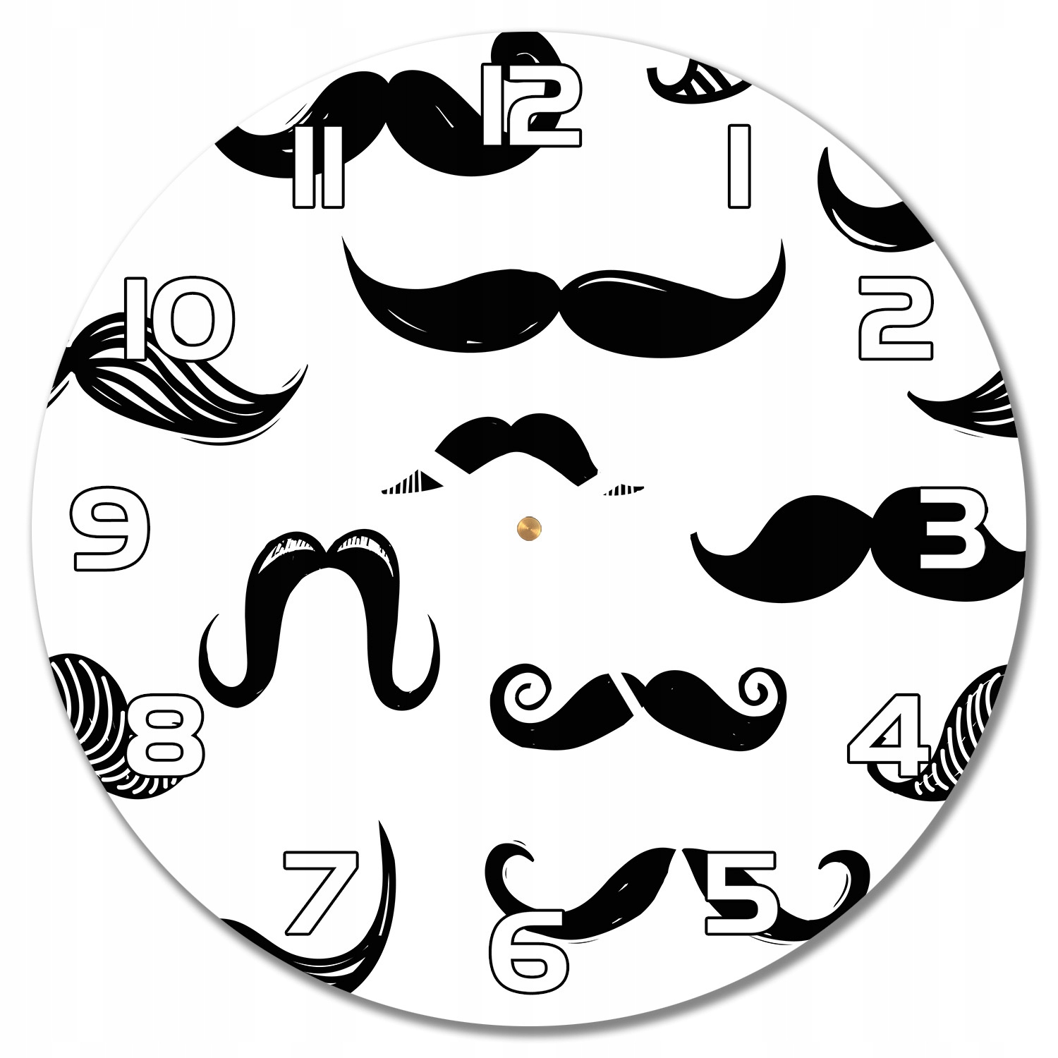 

Okragły szklany zegar idealny na prezent Wąsy f30