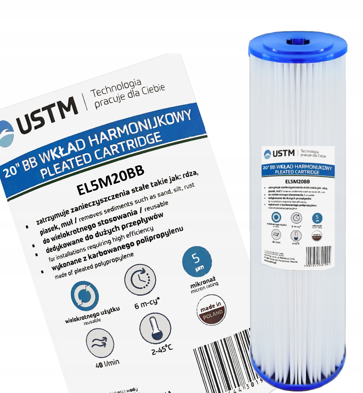 Vodný filter harmonikový Ust-m Ustm 20" 5 mikrónov Bb