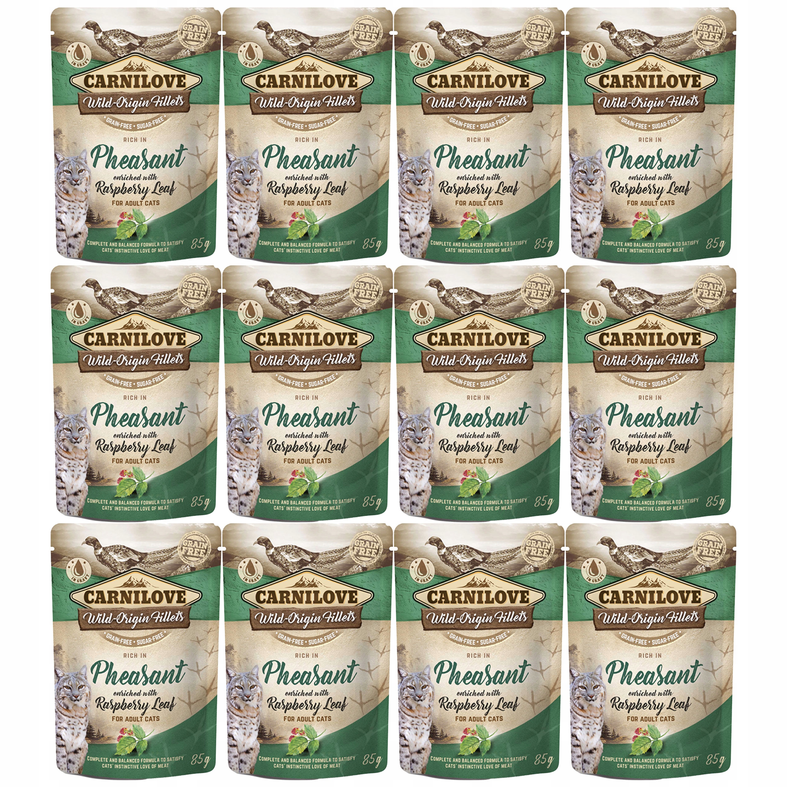 Levně Carnilove Cat Pouch Bažant Malina listy krmivo mokré pro kočky 12 x 85 g