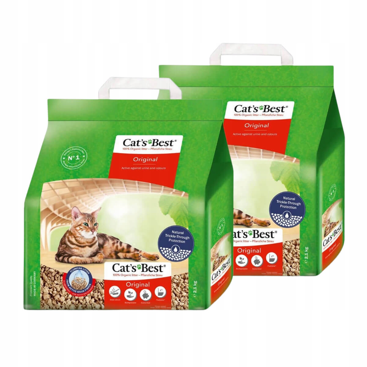 CATS BEST ORIGINAL DREWNIANY ŻWIREK DLA KOTA ZBRYLAJĄCY 2 x 5l ...