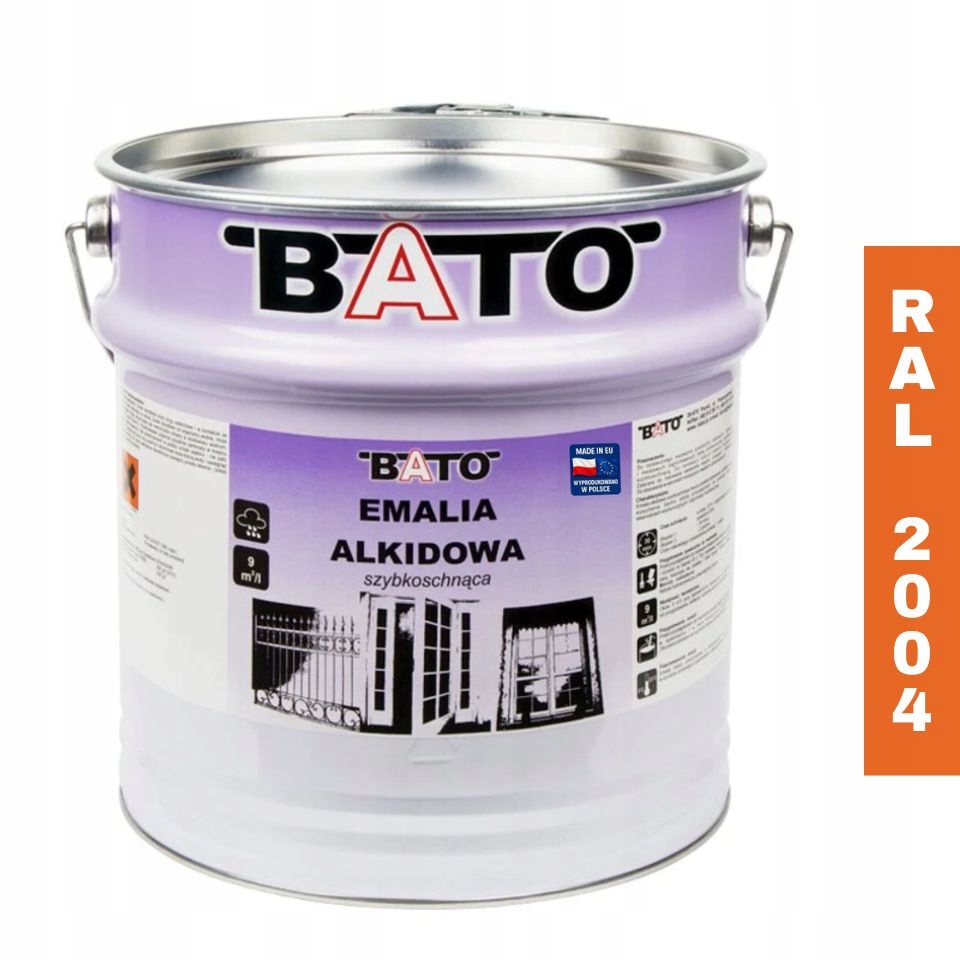 Alkydová smaltovaná barva na kov Bato Ral 2004 rychleschnoucí 10L Oranžová