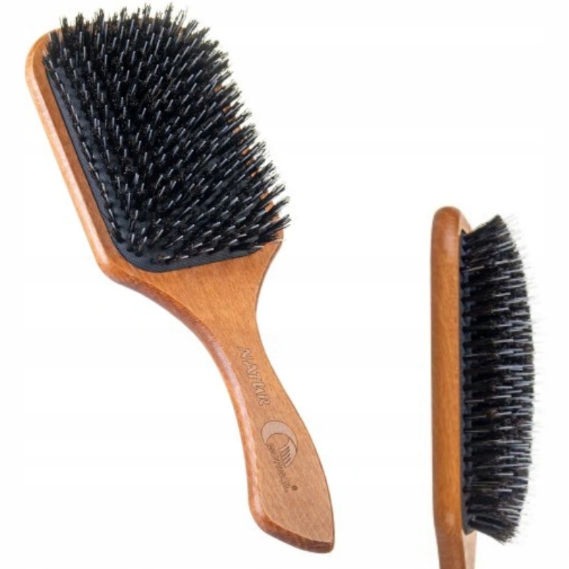 Szczotka z Włosia Dzika z rozczesywaczem Drewniana duża kwadratowa Gorgol