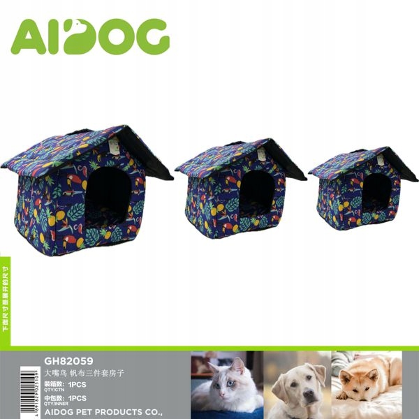 Levně Domečky pro zvířata s barevným vzorem – 3-dílná sada