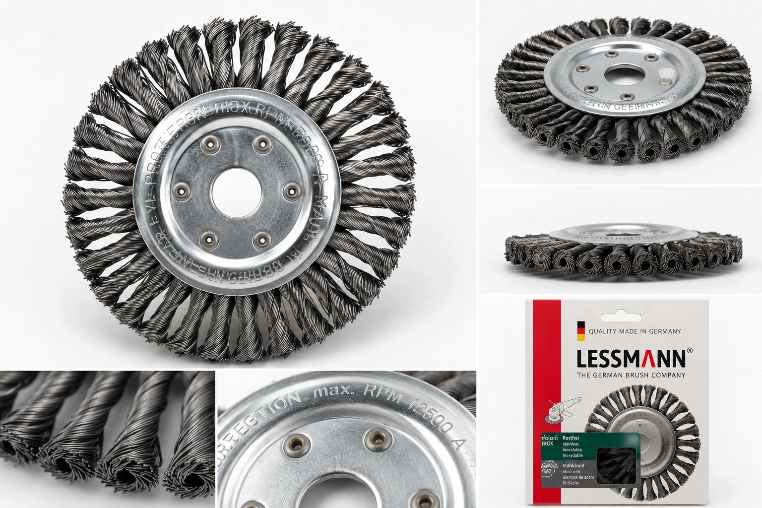 Drátěný kotoučový kartáč Lessmann Inox Pletený Německo