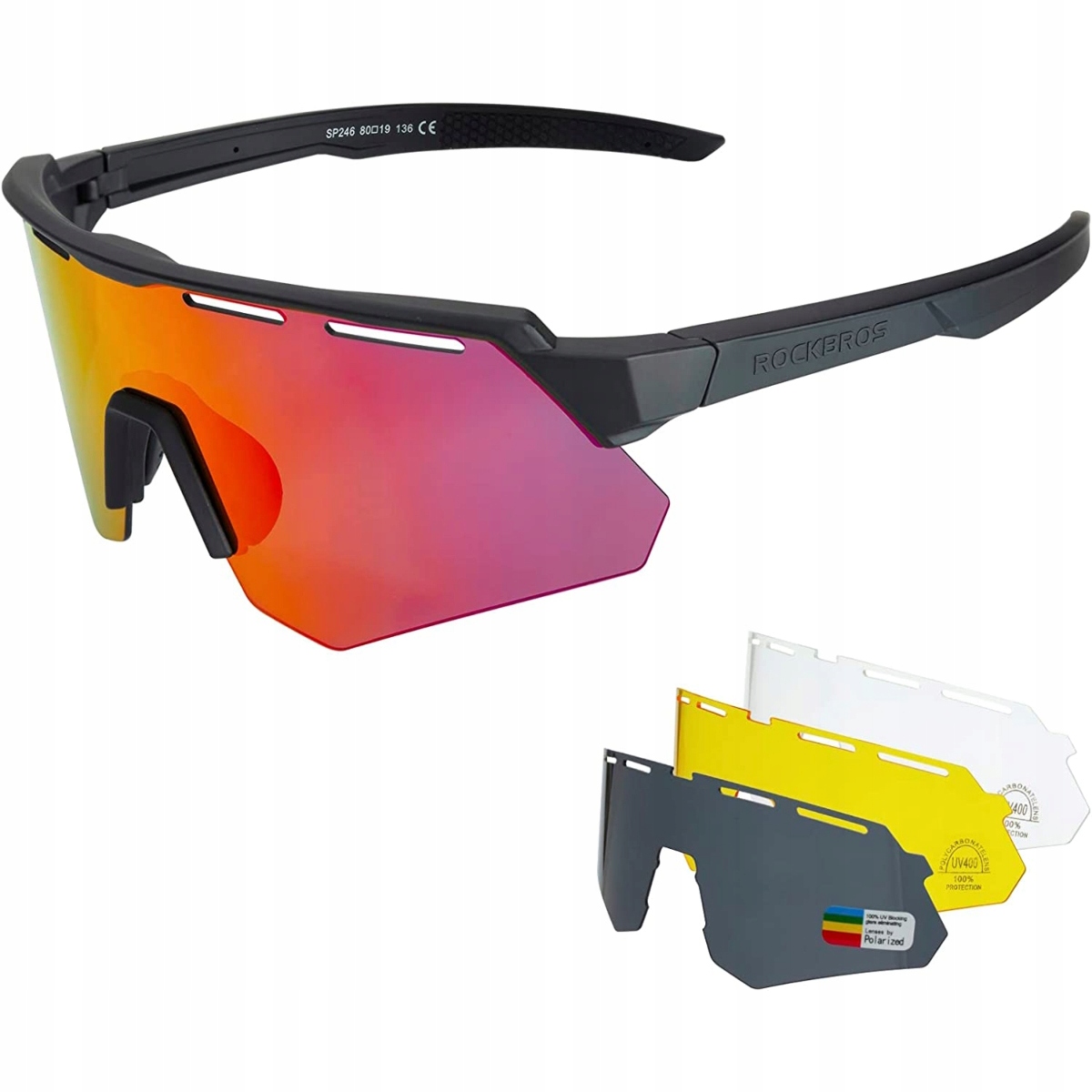 Okulary rowerowe polaryzacyjne, Rockbros, sportowe do biegania z filtrem Uv