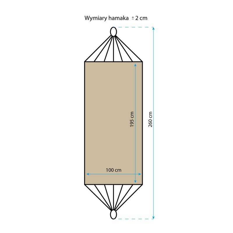 HAMAK 1-osobowy POKROWIEC 200x100cm Royokamp Szerokość materiału 100 cm