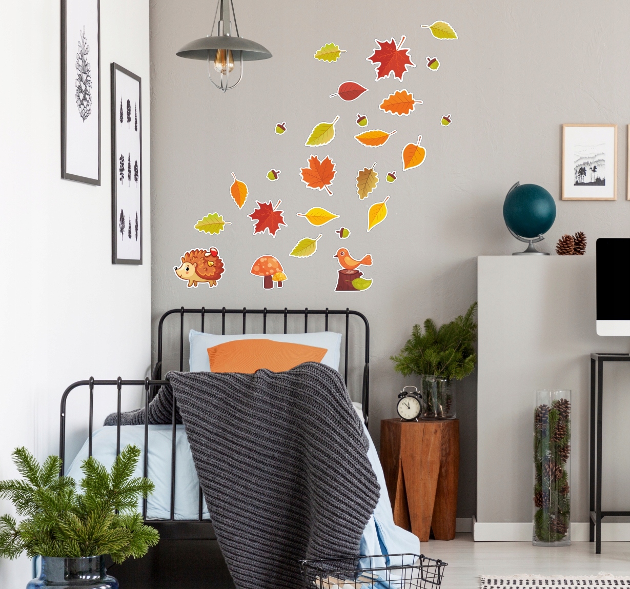 Naklejki na ścianę JESIEŃ LIŚCIE JEŻ 50x75cm LAS3 Marka inna