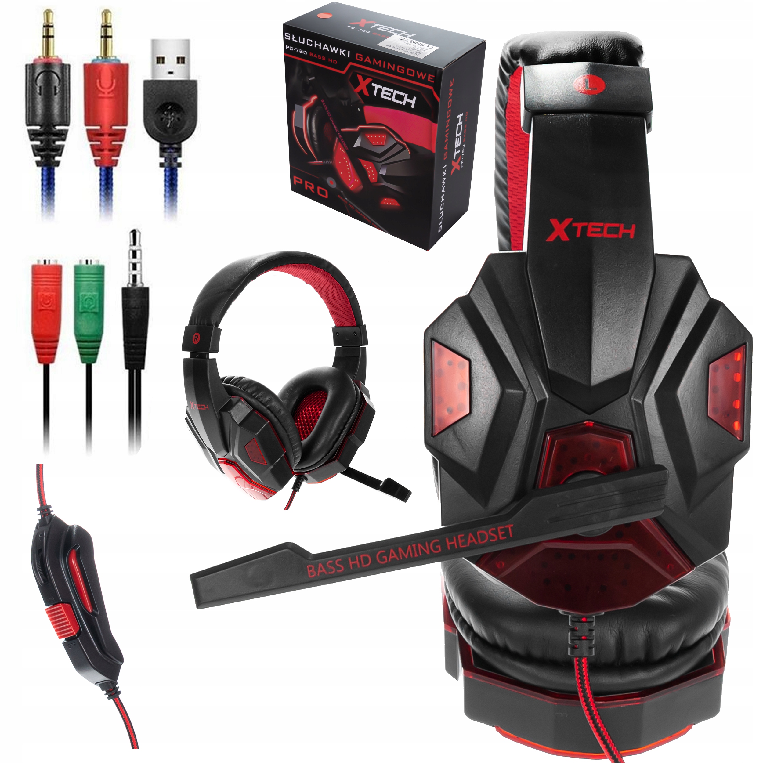 НАУШНИКИ ИГРОВЫЕ ДЛЯ ИГРОКОВ, LED МИКРОФОН +КОМБО