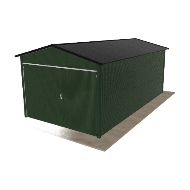 Plechová garáž 3x5.5 m jednopolohová, dvoupolohová, zelená