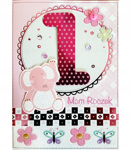 

Kartka na Roczek dla dziewczynki Lux M508
